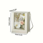 Clear Window Folding Gift Box with Flower Handle Festive Party Decor for Mother's Day Birthday Valentine's Day
