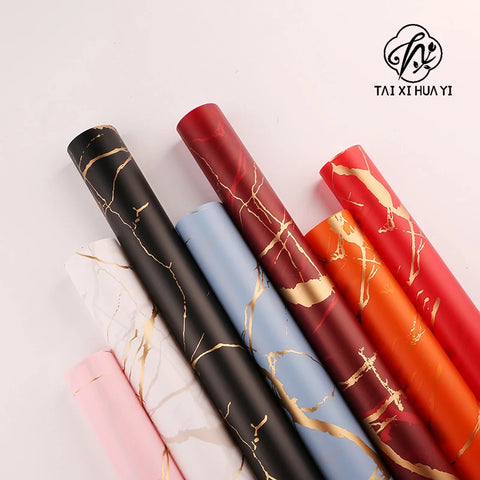 Golden Marble Patterned Flower Packaging Paper Single-Sided Matte Coated Bouquet Packaging