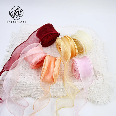 Fishtail Luxury Satin Silk Ribbon Fresh Flower DIY Material Wavy Edge Bow Ribbon Cake Edge Christmas