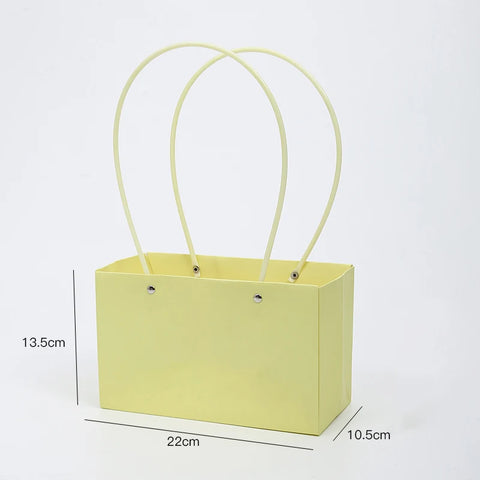 Waterproof Rectangular Flower Box Small Paper Bag with Handle Candy Color Bouquet Packaging Gift Box Tote Box for Flowers Candy
