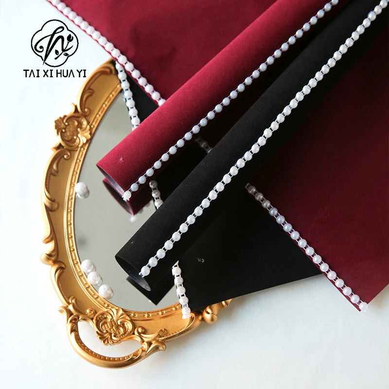 Luxurious Velvet Pearl Accent Paper for Gift Packing for Special Occasions Mother's Day Weddings Elegant Rose Bouquet Wrapping