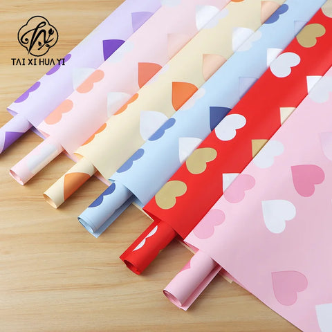 Viral Neon Heart Gift Wrap, Waterproof Valentine's Paper for 520 Flower Bouquet and Instagram Style Papel Coreano