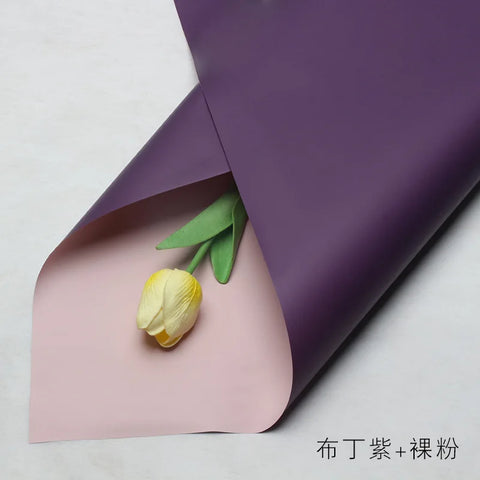 Handmade Ou Ya Two-Color Floral Wrapping Paper Waterproof Flower Packaging with Coating for Bouquets