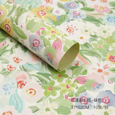 90g Virgin Pulp Art Paper 37*52cm Floral Supplies with Flower Printing PE Coating for Wrapping Bouquets