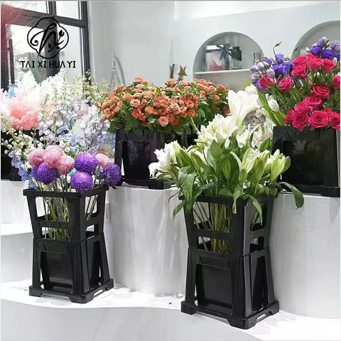 Plastic 6L Durable Drop Resistant Hydroponics Flower Arrangement Container Drainage Hole Long Pole Garden Home Use Wholesale