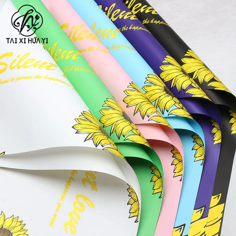 Waterproof Coated Sunflower Art Packaging Paper Flower Wrapping Paper for Flowers for Flowers and Other Items