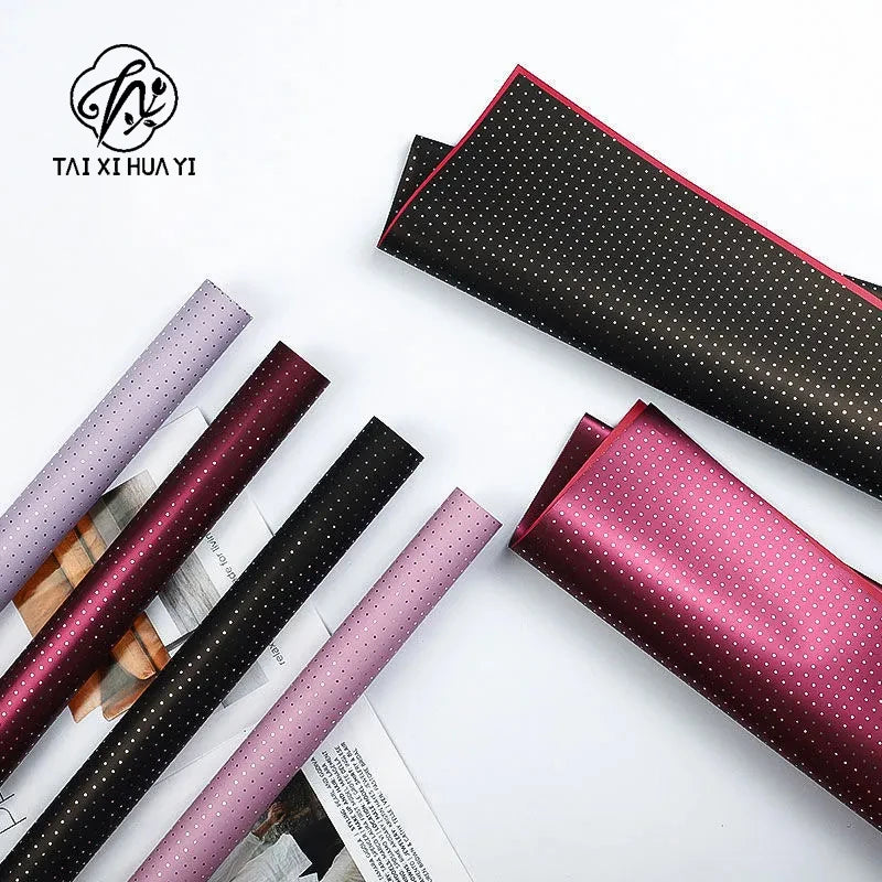 High-End Aluminum Plated Round Dot Thickened Wrapping Paper Small Waterproof Flower Design Single Side Coating