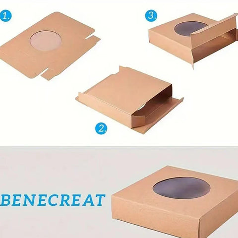 Brown Trapezoid Recyclable Eco-Friendly Gift Box Circle Transparent Window Kraft Box for Soap Party Jewelry Packaging Wholesale