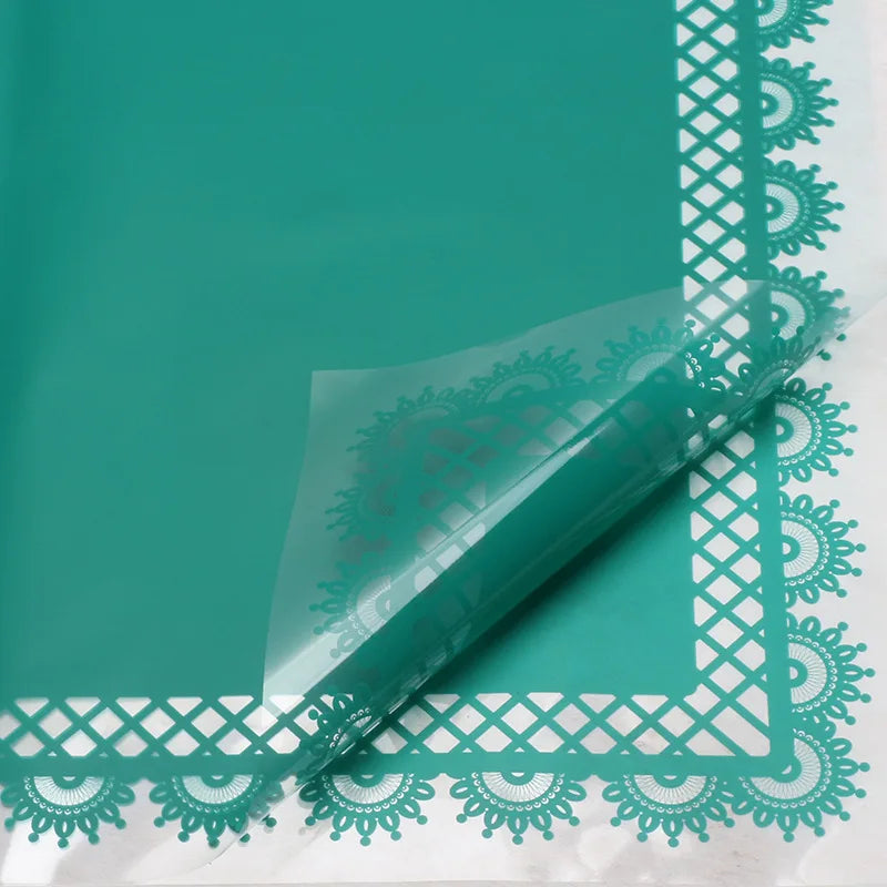 Glass Paper with Petal Lace Design Transparent Plastic Waterproof Flower Paper Single Side Coating Flower Wrapping Paper