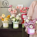 Portable and Waterproof Biodegradable Kraft Paper Flower Box Handheld Round Cylinder Packaging for Fashionable Gifts