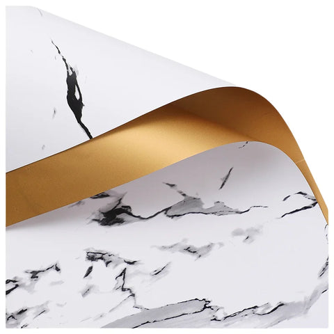 Waterproof Marble Pattern Gilded Paper Flower Bouquet Single Side Coated for Flower Shop Packaging