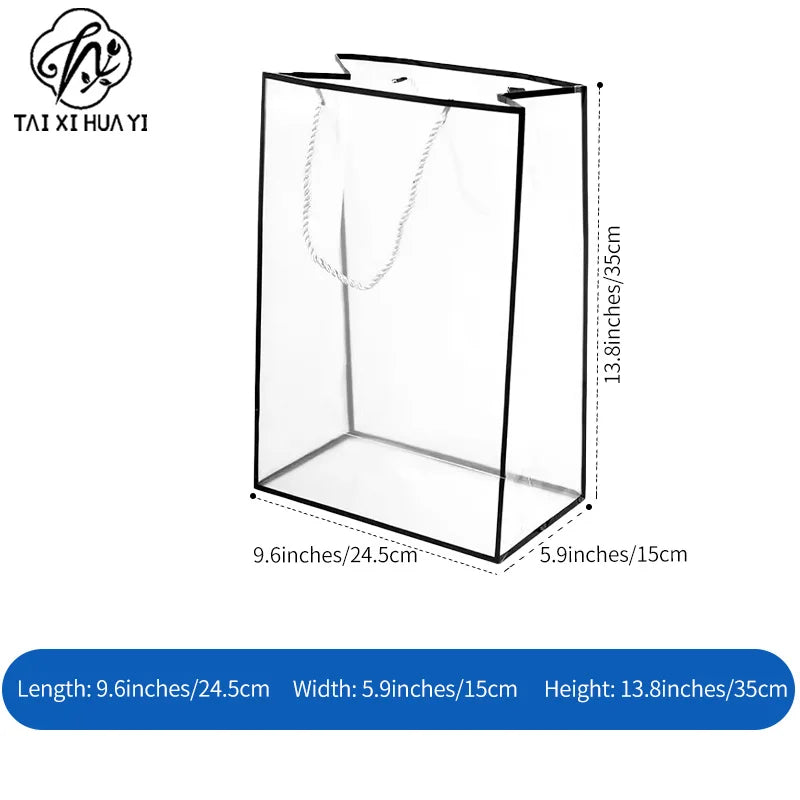 Customized Transparent PP Flower Bag Transparent Flowers Packing Bag Portable Pp Material Tote Bag