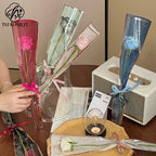 Transparent OPP Fresh Floral Packaging for Florists Elegant Heart Pattern Single Rose Flower Bag