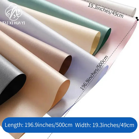 Single-Sided Coated Floral Paper Wrapped Waterproof Pearl Satin Silk Texture and Thickened Silver Glitter Film