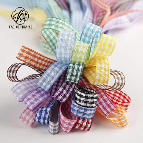 Solid Color Scottish Plaid Straps with Flowers Bows Ribbons for Hair Decorative Cake Box for Wedding and Christmas