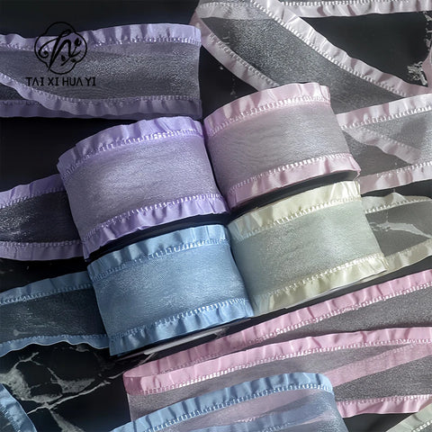 Meteorite Lime Luxury DIY Flower Satin Gift Packaging Clothing Collar Folded Skirt Edge Ribbon Accessories Christmas Wedding