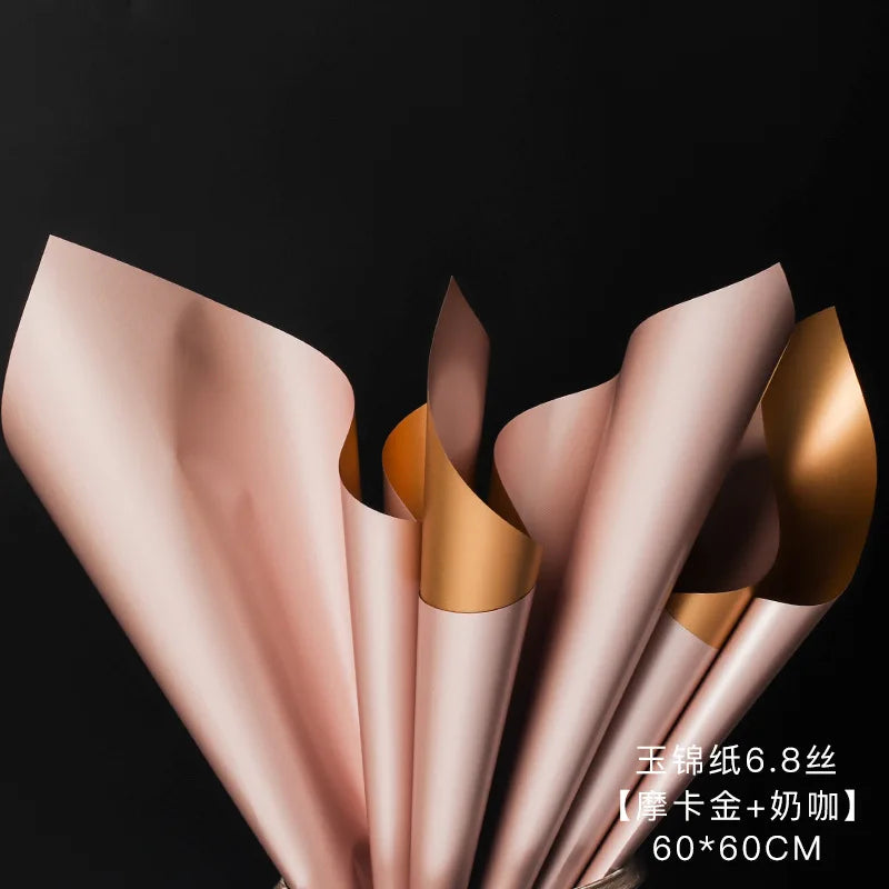 Matte Gold Sand Floral Bouquet Gift Packaging Paper Two-Tone Two-Sided Coating