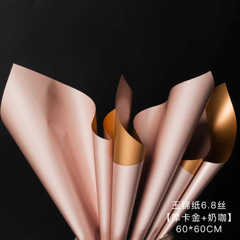 Matte Gold Sand Floral Bouquet Gift Packaging Paper Two-Tone Two-Sided Coating