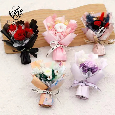 Grade Austin Rose Flower Head 4-5cm Preserved Real Flower 8-Pack Photography Props Wedding Mother's Day Christmas Gift Box