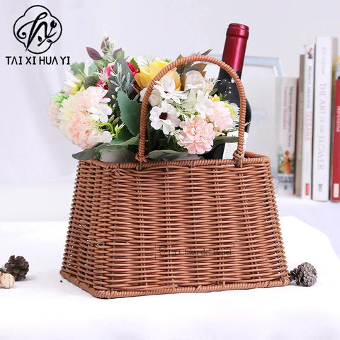 Handmade New Flower Decorative Woven Basket with Handle for Food or Gifts Premium Packaging & Printing Product