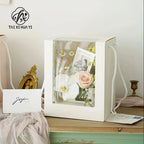 Clear Window Folding Gift Box with Flower Handle Festive Party Decor for Mother's Day Birthday Valentine's Day