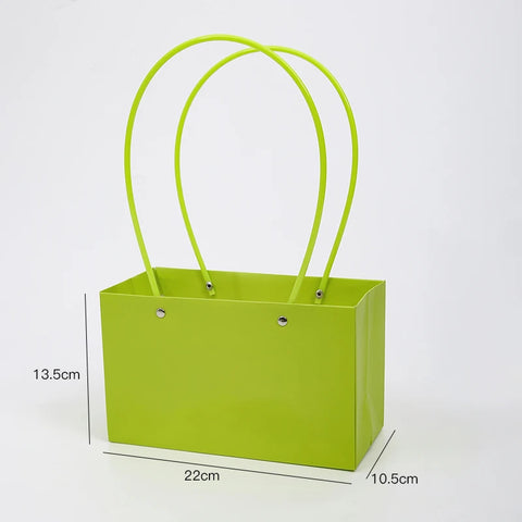Waterproof Rectangular Flower Box Small Paper Bag with Handle Candy Color Bouquet Packaging Gift Box Tote Box for Flowers Candy