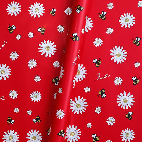 Single-Sided PE Coating Bee and Sunflower Pastel Ins Style Floral Wrap Paper Waterproof Craft Paper for Shop Supplies