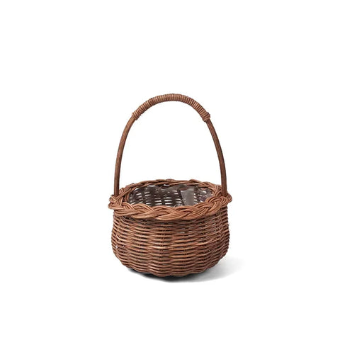 Wholesale Small Round Mini Lace Rattan Woven Basket Hand Design Waterproof Hanging Flower Baskets