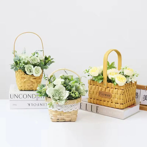 Handmade Wicker Basket Home Storage Fashionable Hanging Eco-friendly Rattan Woven Flower Basket