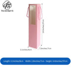 Disposable Solid Color Single Rose Gift Bag Transparent Window Square Matte Laminated Paperboard Folders Custom Logo Bouquet