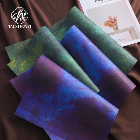 Essentials for Flower Shop Elegant Floral 50*35cm Tie-dye Art Paper Coated Bouquet Gift Wrapping Paper