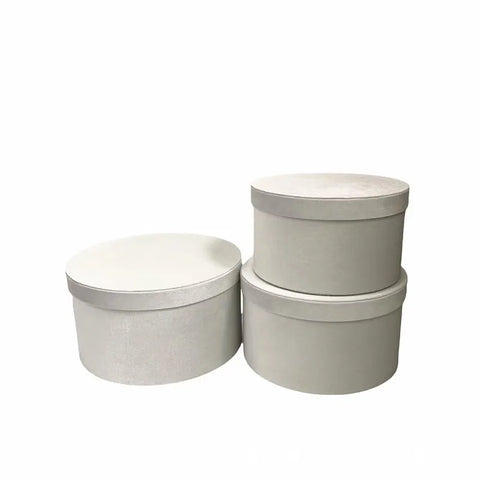 Set of 3 Velvet Round Cylinder Rigid Boxes Floral Shop Supplies for Fresh Flowers Bouquet Packaging Holiday Gift