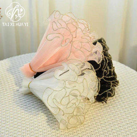 Qixi Wave Gauze Fresh Bouquet Water-proof Eco-friendly Packaging Materials Wave Design Pleats Single Side