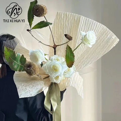 Waterproof Double-sided Coating Wrinkled Flowers Bouquet Wrapping Paper Atmosphere Gift Pack