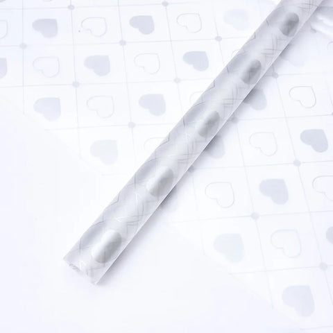 Matte Waterproof PE Jelly Film Floral Wrapping Paper 20 Sheets Heart Print Bouquet Packaging Double Side Virgin Pulp 58x58cm
