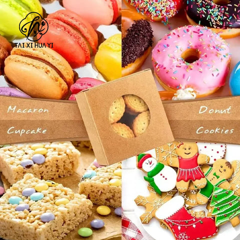 Brown Trapezoid Recyclable Eco-Friendly Gift Box Circle Transparent Window Kraft Box for Soap Party Jewelry Packaging Wholesale