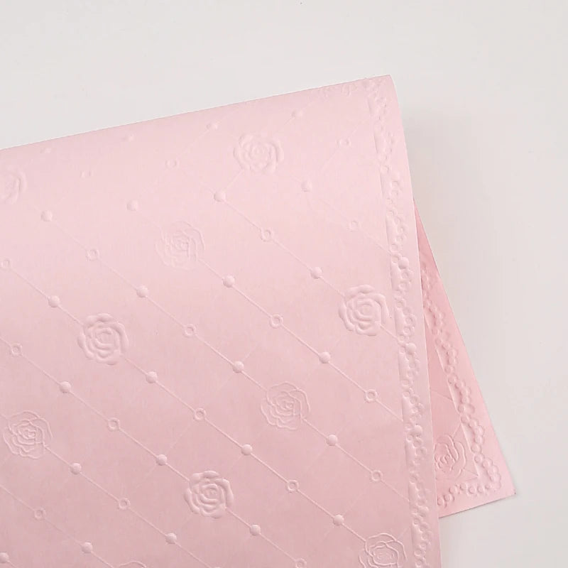 Fresh Flower Bouquet and Gift Wrapping 52x52cm Rose Pattern Embossed Specialty Paper with PE Coating for Valentine's Day