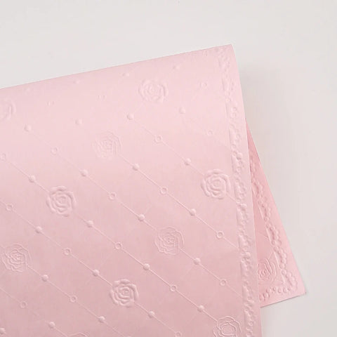 Fresh Flower Bouquet and Gift Wrapping 52x52cm Rose Pattern Embossed Specialty Paper with PE Coating for Valentine's Day