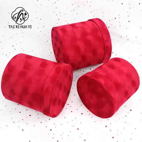 Set of 3 Velvet Round Cylinder Rigid Boxes Floral Shop Supplies for Fresh Flowers Bouquet Packaging Holiday Gift