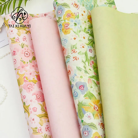 90g Virgin Pulp Art Paper 37*52cm Floral Supplies with Flower Printing PE Coating for Wrapping Bouquets