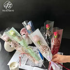 Elegant Rose Bouquet Bag for Mother's Day Valentine's Day Fresh Flower Packaging PE Coating