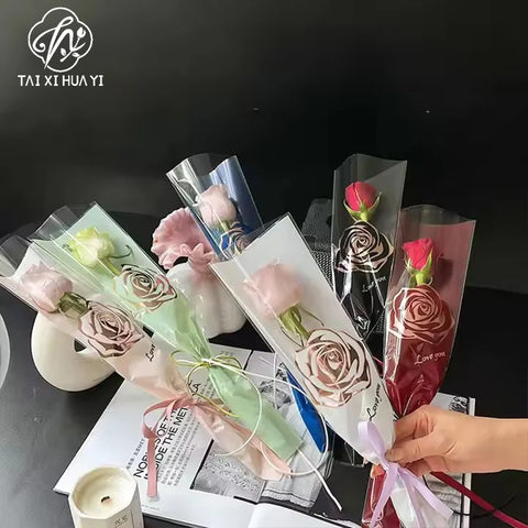 Elegant Rose Bouquet Bag for Mother's Day Valentine's Day Fresh Flower Packaging PE Coating