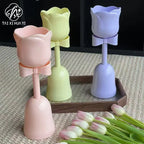 High Beauty Plastic Tulip Flower Cup Vase Creamy Style Floral Ornament for Fresh Bouquet Gift Home Decoration