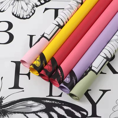 Direct Manufacturer's Coated Butterfly Flower Wrapping Paper for Florists Plastic Floral Wrapping Paper