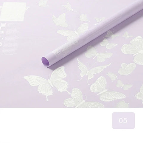 Butterfly Dance Floral Flower Art Wrapping Paper 58x58cm Recyclable PVC Coated Jelly Film Bag with Custom Options