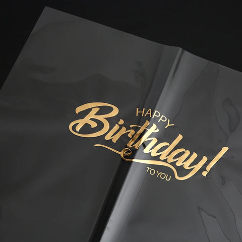 Transparent Happy Birthday Cellophane Virgin Pulp Waterproof Wrapping Paper for Flower Packing Florist Supplies