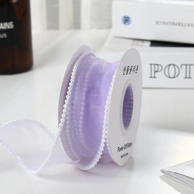 Luxury Dacron Pearl Fish Tail Satin Yarn Ribbon Biodegradable Wave Winding Handmade Bouquet Flower Valentine's Day Wedding