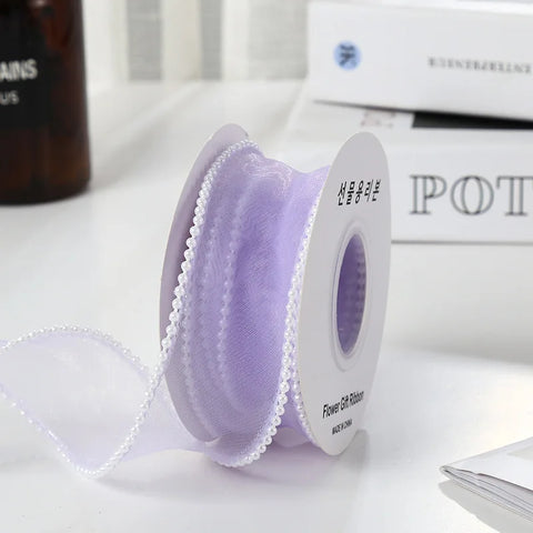 Luxury Dacron Pearl Fish Tail Satin Yarn Ribbon Biodegradable Wave Winding Handmade Bouquet Flower Valentine's Day Wedding