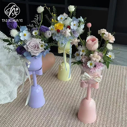 High Beauty Plastic Tulip Flower Cup Vase Creamy Style Floral Ornament for Fresh Bouquet Gift Home Decoration