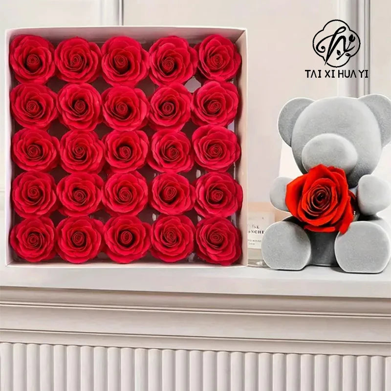 Forever Roses Preserved Flower Heads 6 Pieces DIY Gift Making Materials Wedding Centerpieces Flower Decorations Items Main image